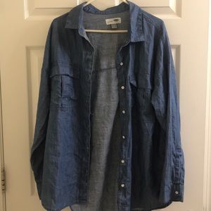 Long sleeve denim colored button up